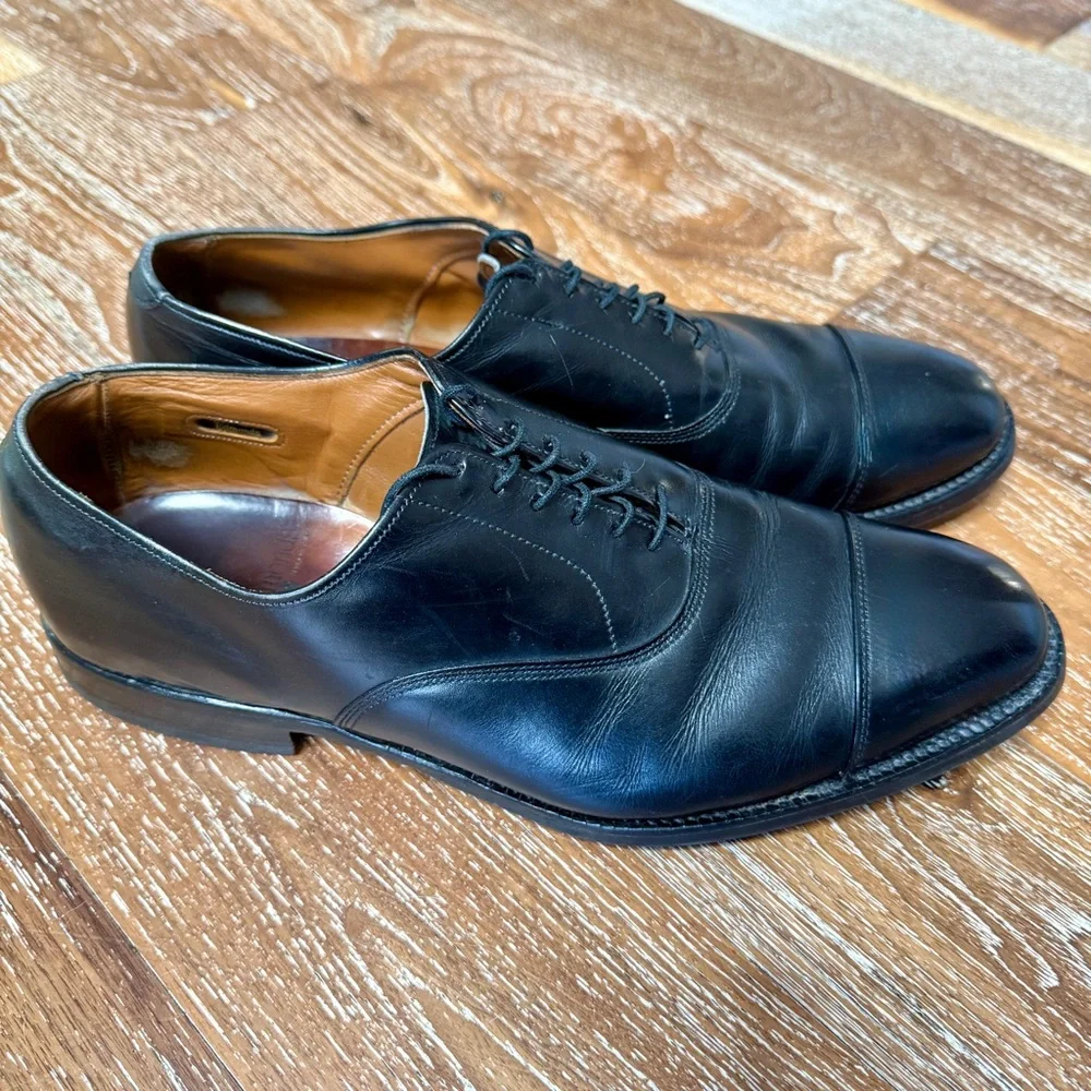 Allen Edmonds Black Leather Cap-Toe Oxfords - Picture 1 of 11